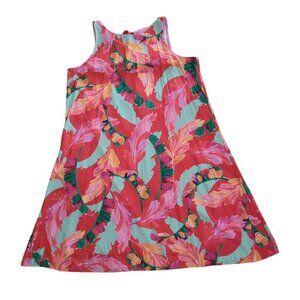 Chicos Tie-Back Foliage Botanical Print Trapeze Sleeveless Lined Dress Sz 4 (20)
